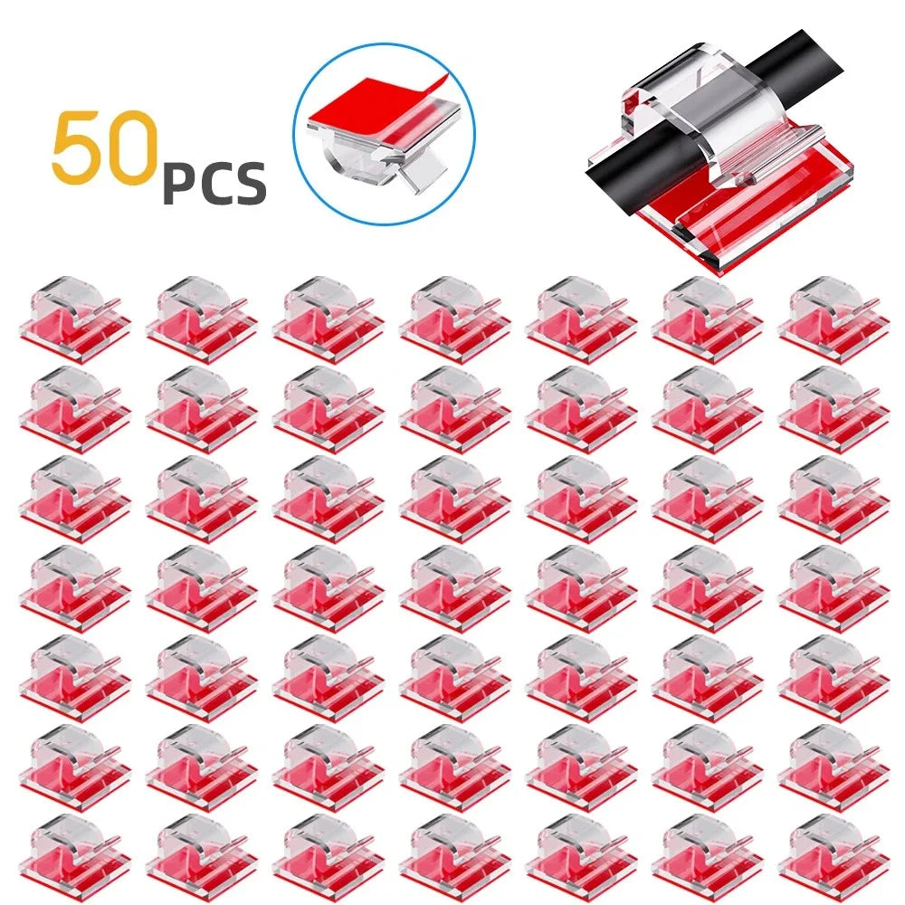 50Pcs Cable Clip Self-Adhesive Cable Organizer Wire Protector Holder For Mouse Headset Wire Storage Desktop Tidy Management Clip
