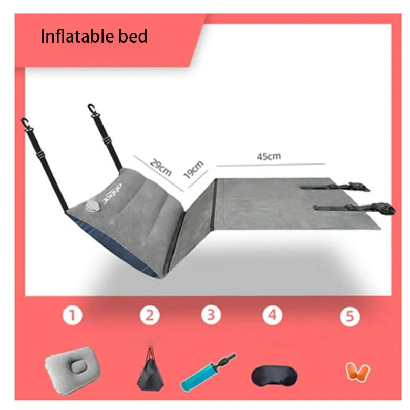 High Speed Rail Train Airplane Travel Sleeping Bed 3 Segment Zipper Structure With Free Splicing Inflatable Mat Easy Take In
