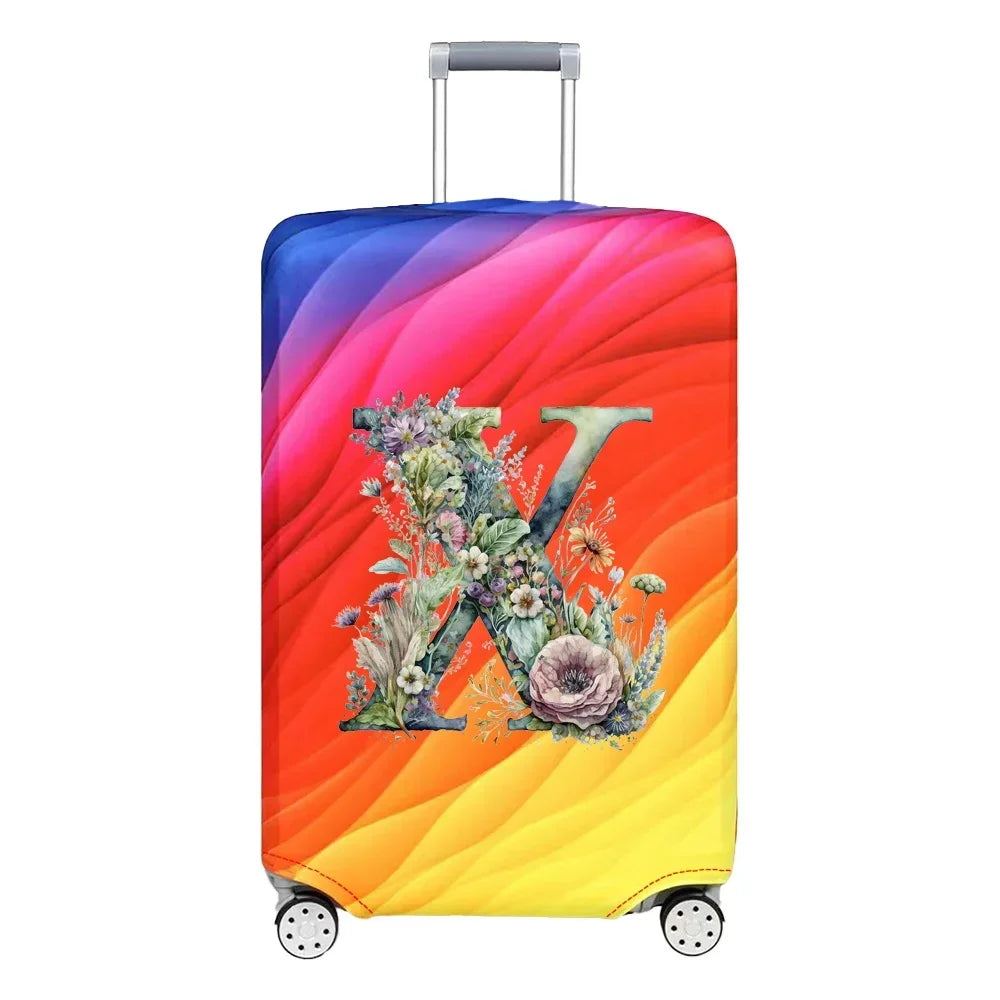 Luggage Cover Stretch Fabric Suitcase Protector Baggage Case for18-32 Inch Suitcase Case Floral Letter Series Travel Organizer