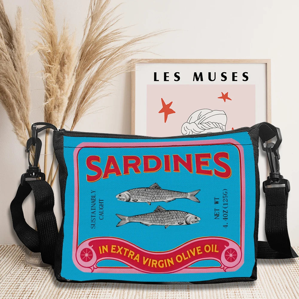 Women Shoulder Bag Colorful Trendy Sardines Shopping Bags for Lady Cartoon Grocery Tote Bag Handbags Casual Crossbody Bag