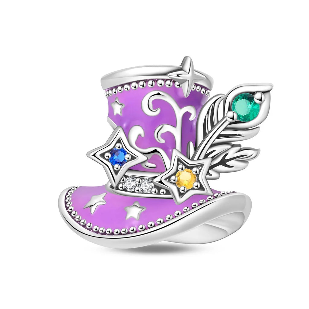 Original Charms Silver Plated Beads Fit Bracelets Charms Diy Women Gift Accessory Magic House Witch Heart Blue Crystal Pendant