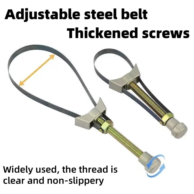 Car Auto Oil Filter Removal Tool Cap Spanner Strap Wrench 60mm To 120mm Diameter Adjustable for Repair Tool