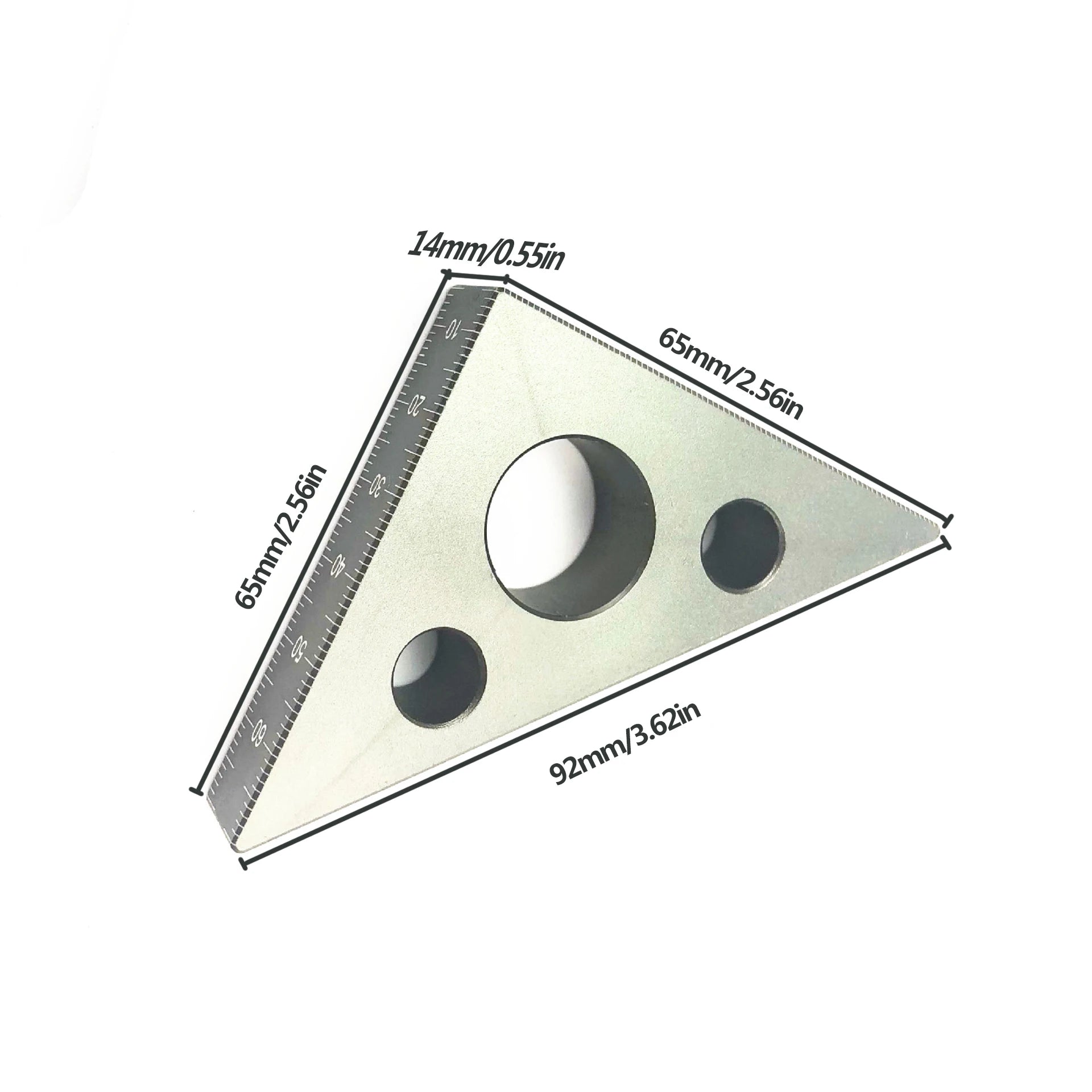 45 Degree Aluminum Alloy Angle Ruler Inch Metric Triangle Ruler Carpenter's Workshop Woodworking Square Multifunction Tool