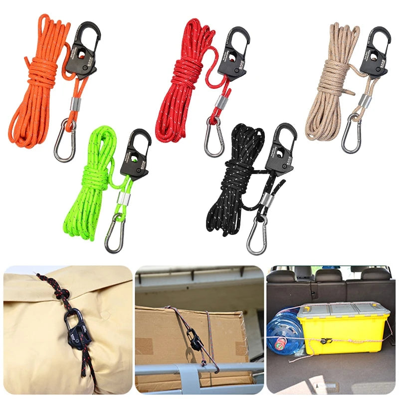 Aluminum Alloy Adjuster Tent Rope Tensioner Camping Supplies Anti-Slip Strong Load-Bearing Tarp Tent Rope Roller Tensioner Cord