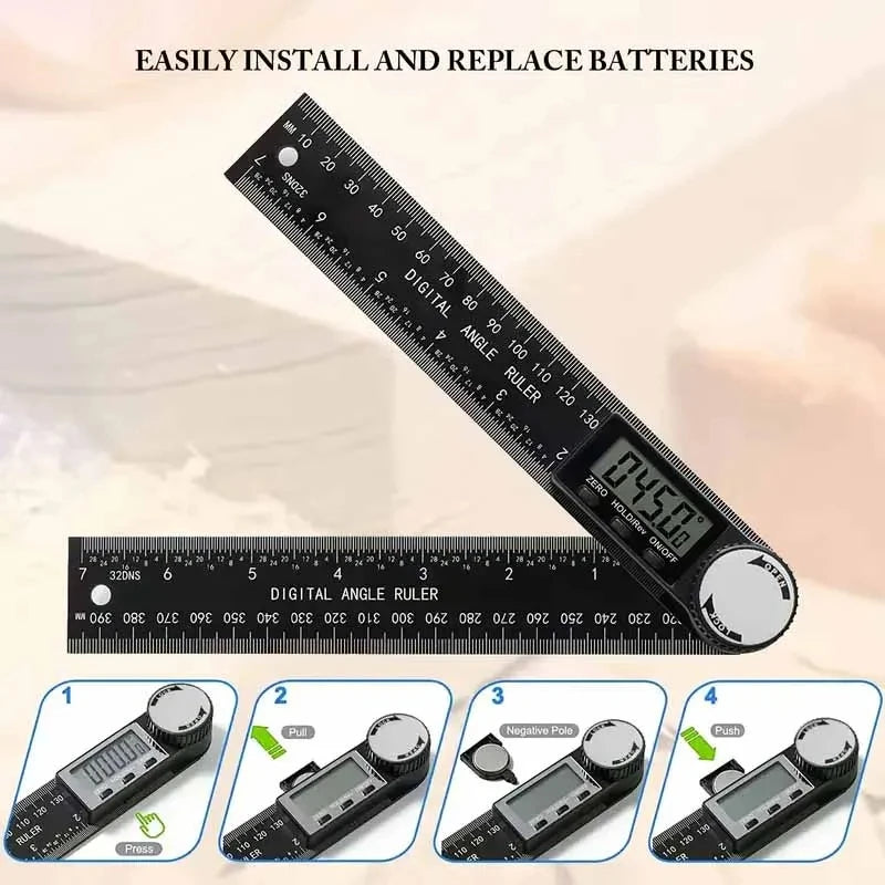 HOMEFISH 1 PC 2 in 1 Digital Angle Detector Scale Suitable for Woodworking Mutifunction Tools Measurement Tools High Accuracy
