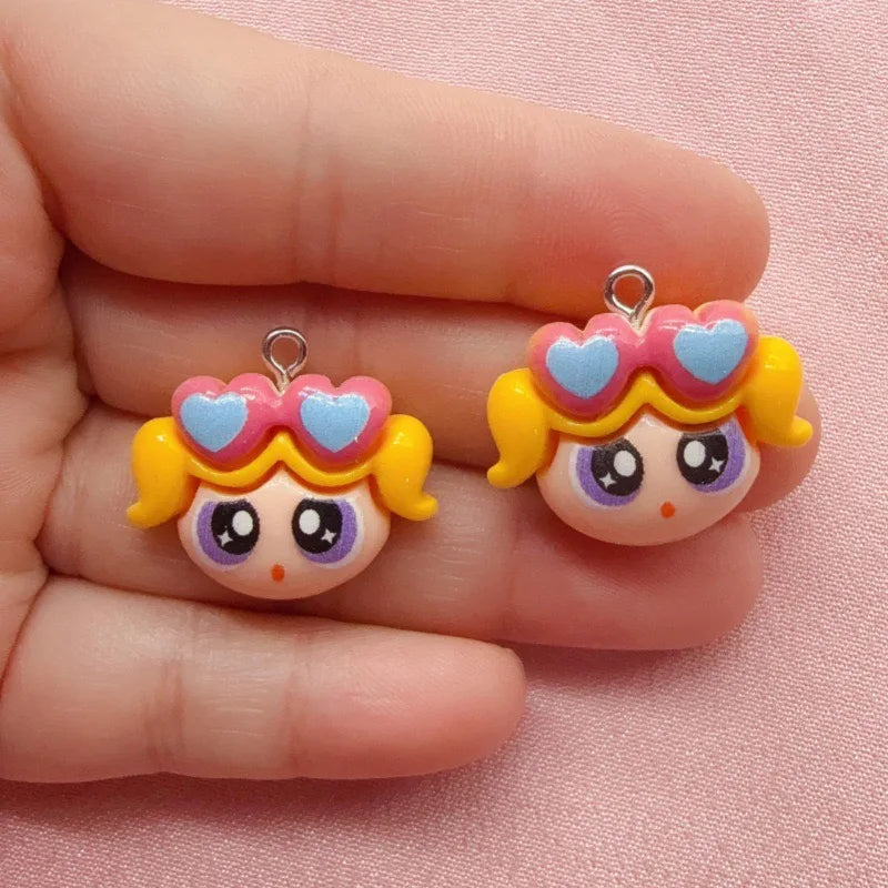 10pcs Cartoon Girl Resin DIY Jewelry Accessories Cartoon Cute Anime Hand Rope Necklace Pendant