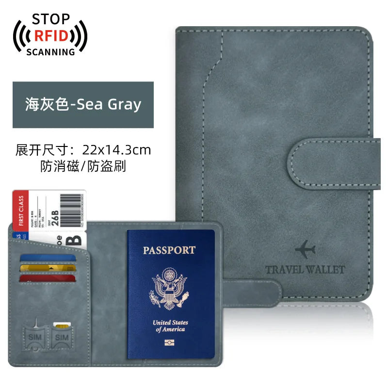 PU Passport Holder Travel Wallet Stop RFID Passport Covers Splicing Magnetic Buckle Passport Pouch ID Holder Air Ticket Holder