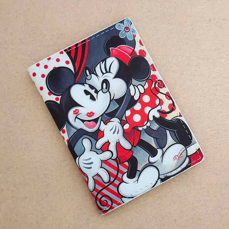 2023 Disney Mickey Minnie Mouse Travel Accessories Passport Cover Holder PU Leather Unisex ID Bank Card Holders Wedding Gifts