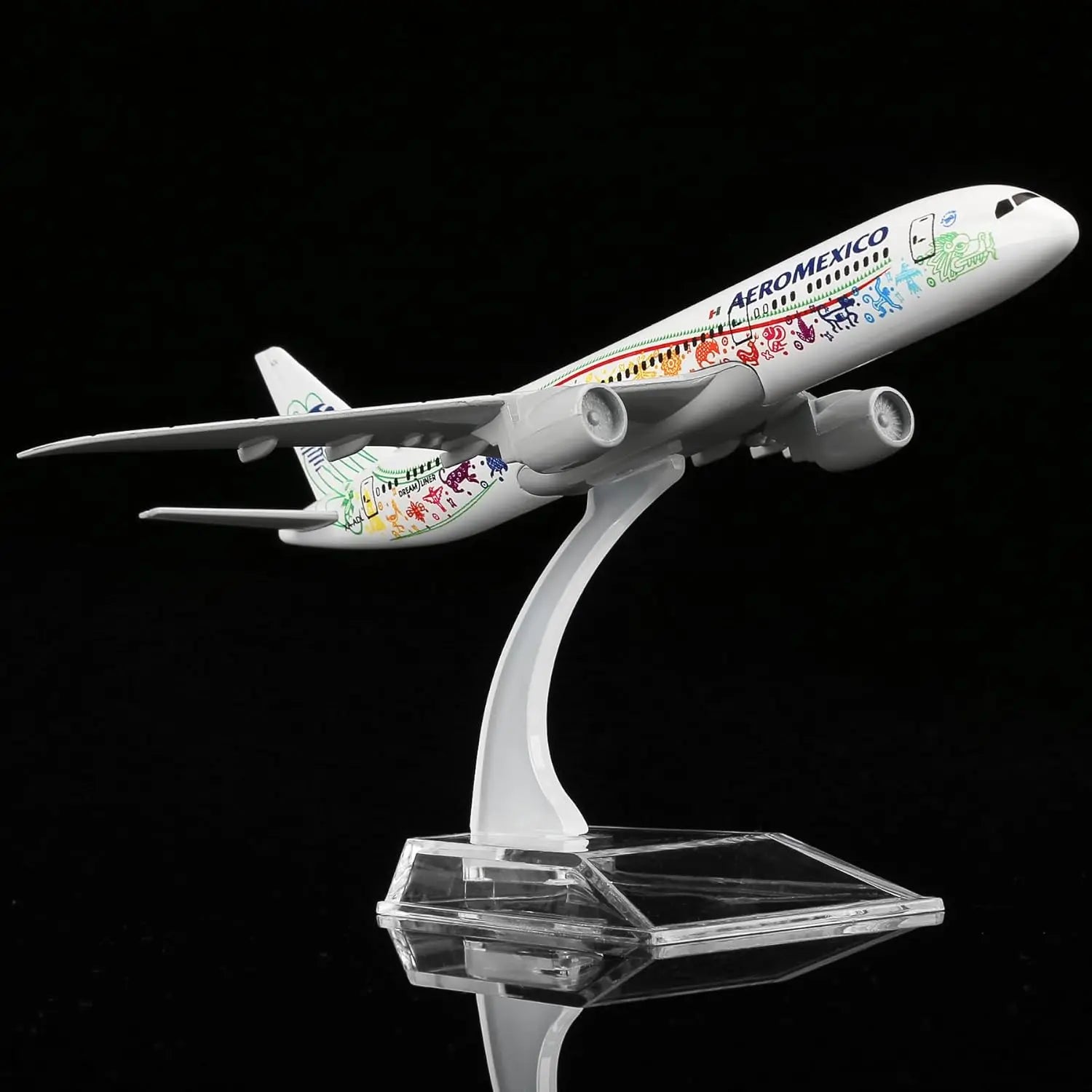 16cm Toy Airplane Model Aeromexico B787 Diecast Metal Airplane Model Kits with Stand for Collections and Displays or Boys Gift