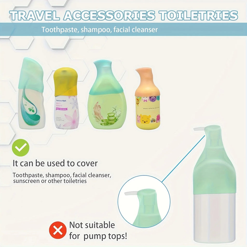Silicone Bottle Cap Cover, Leak Proof Sleeves For Travel Container, Toiletry Covers For Leak Proofing In Luggage