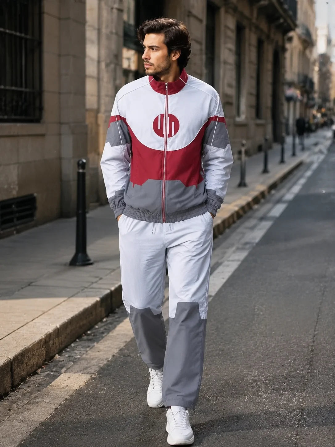 Men Casual Joggers Windbreaker Loose Splice Jacket and Cargo Pants 2 Piece Sets Sportswear Jackets Hip Hop Running Sports Suit