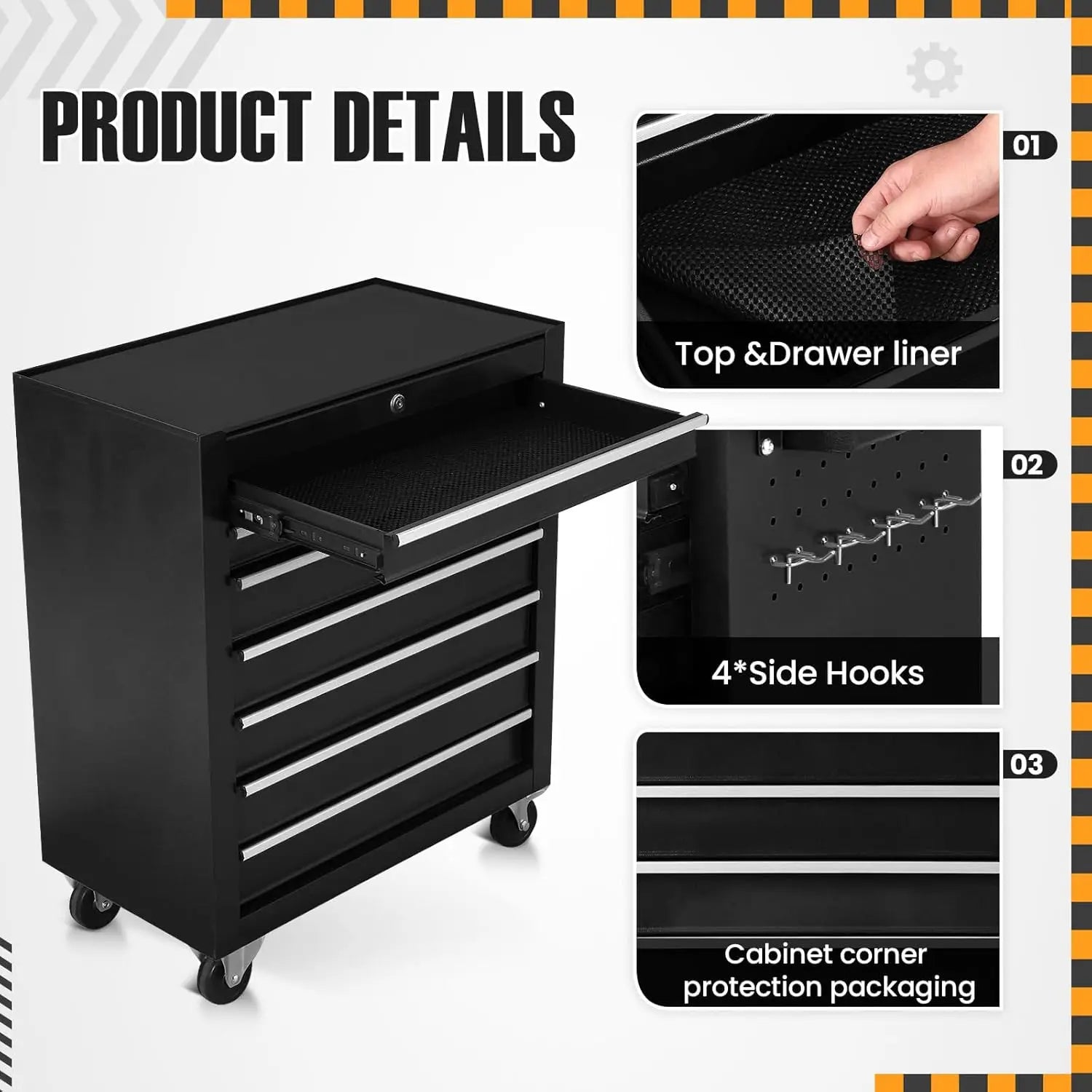 OEM ODM Acceptable Rolling Iron Sheet Tool Cabinet Trolley 7 Drawer Big Capacity Workshop Storage Key Lock 300kg Load Capacity