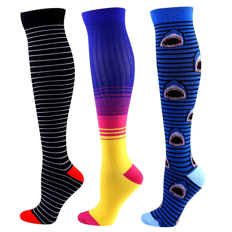 Unisex Compression Socks for Men and Women Medical Diabetes Varicose Veins Sports Socks for Running Cycling Travel Flight Yoga