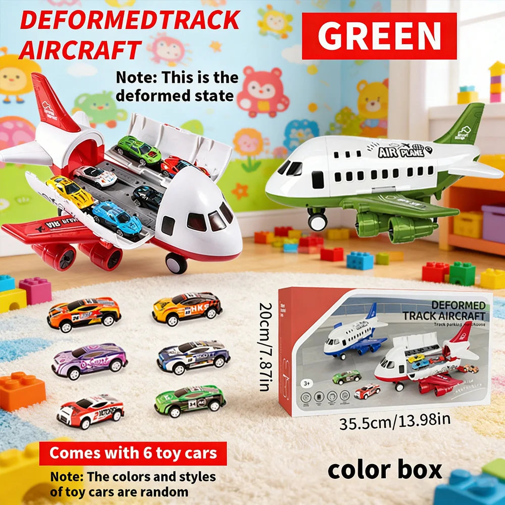 Hot Sale Large Inertial Plane Toy Set with 6 Mini Cars - Perfect Gift for Kids on Christmas/Children's Day