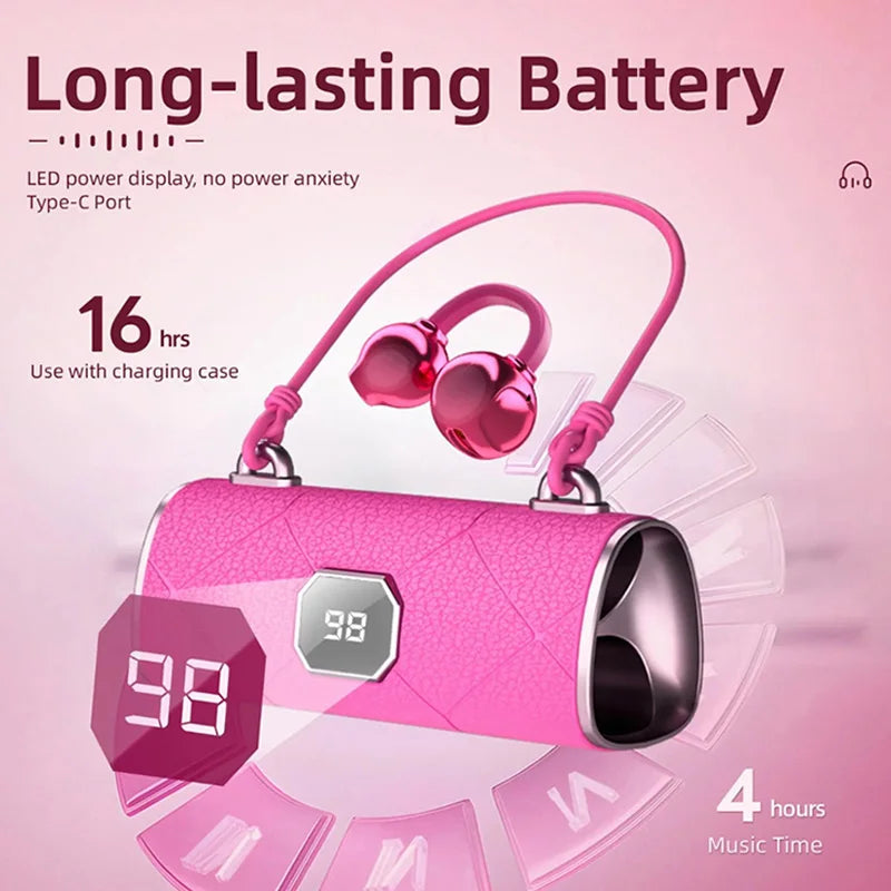 X22 Clip-On Wireless Bluetooth Headphones with Diamond Butterfly Ear Clips Noise-Canceling Headphones Type-C Charging For Gift