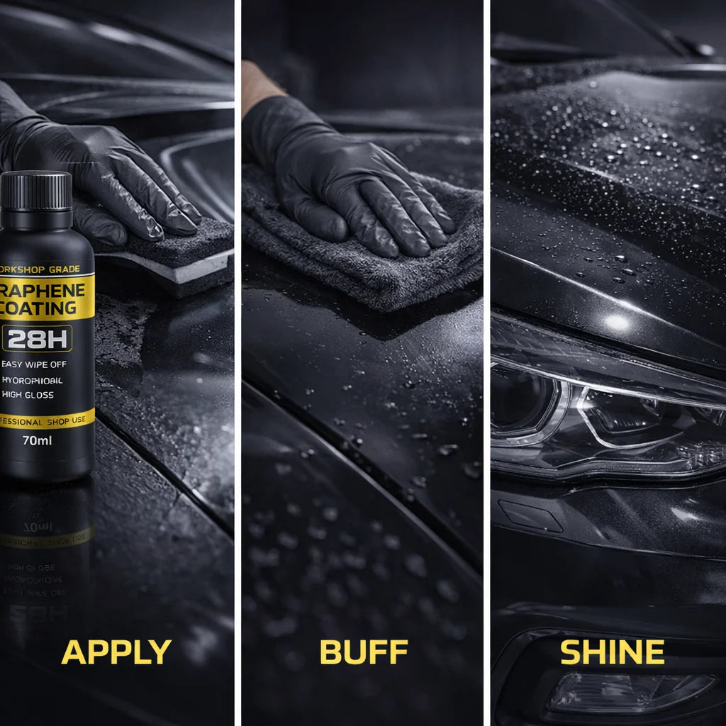 Graphene Ceramic Coating 28H – Easy Wipe Off, Hydrophobic & High Gloss (70ml)