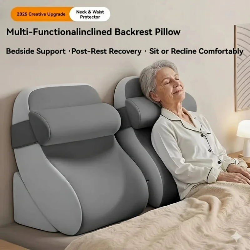 Ergonomic Reading Pillow Adjustable Wedge Support Cushion Neck Lower Back Pain Relief For Bed Sofa Office Sitting