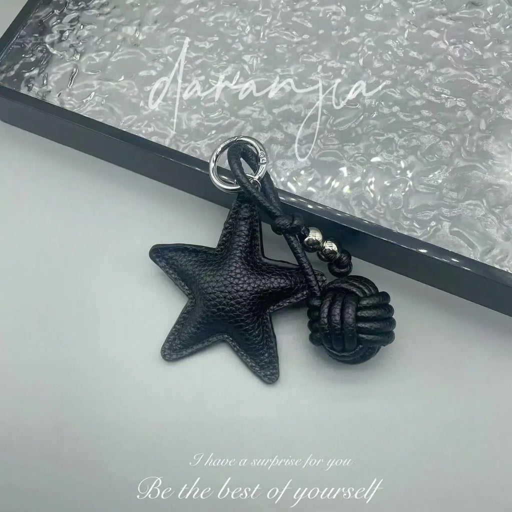 Star Woven Ball Keychain Bag Charm DIY Personalized Fashion Handbag Accessories for Women Small Gifts  Crossbody Bags Keychain