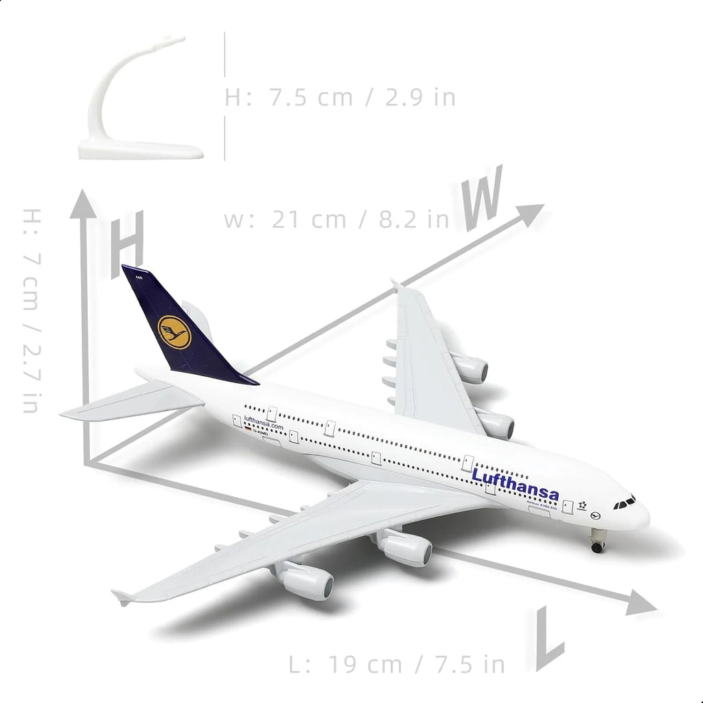 Toy planes A380 German 1/300 scale aircraft lufthansa model plane 20CM Die-cast Metal miniature airplane Enthusiast Gift Display