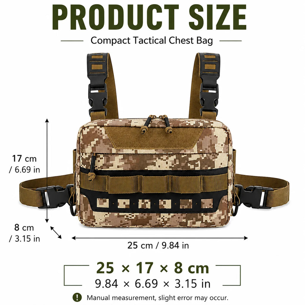 Functional Tactical Chest Bag Waist Bag Fishing MOLLE Outdoor EDC Chest Rig Pack for Cycling Hiking Camping Adjustable Harness