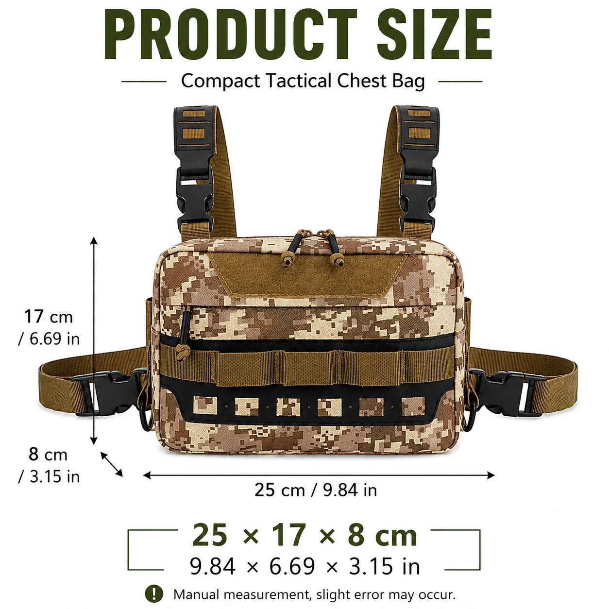 Functional Tactical Chest Bag Waist Bag Fishing MOLLE Outdoor EDC Chest Rig Pack for Cycling Hiking Camping Adjustable Harness