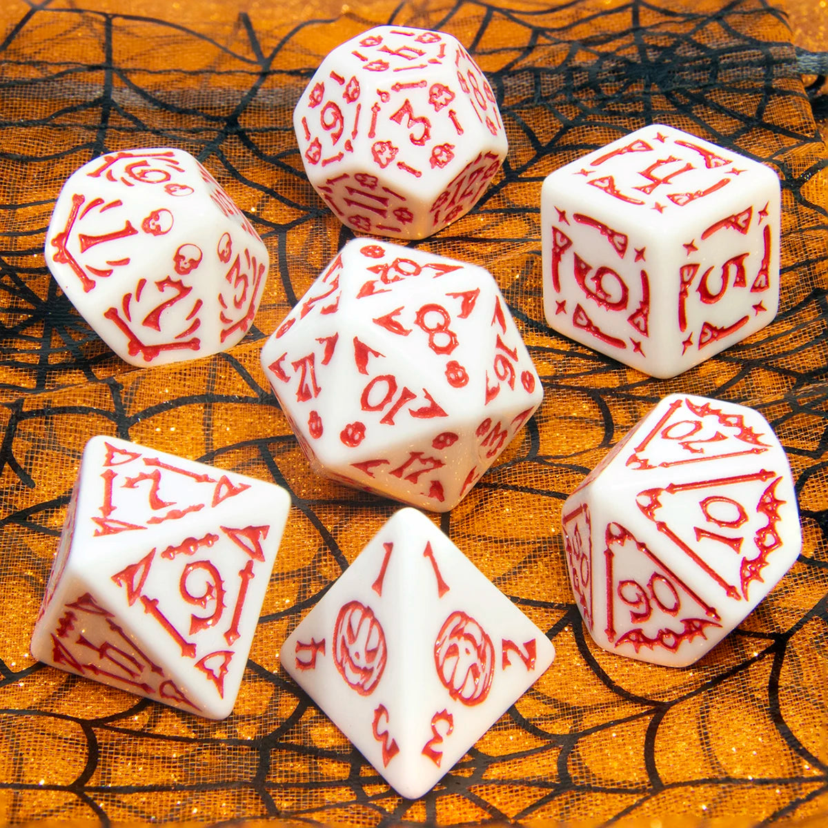 DND Dice Set 7pcs Halloween Pattern Polyhedral Dice Set for D&D RPGs Role Playing Table Games