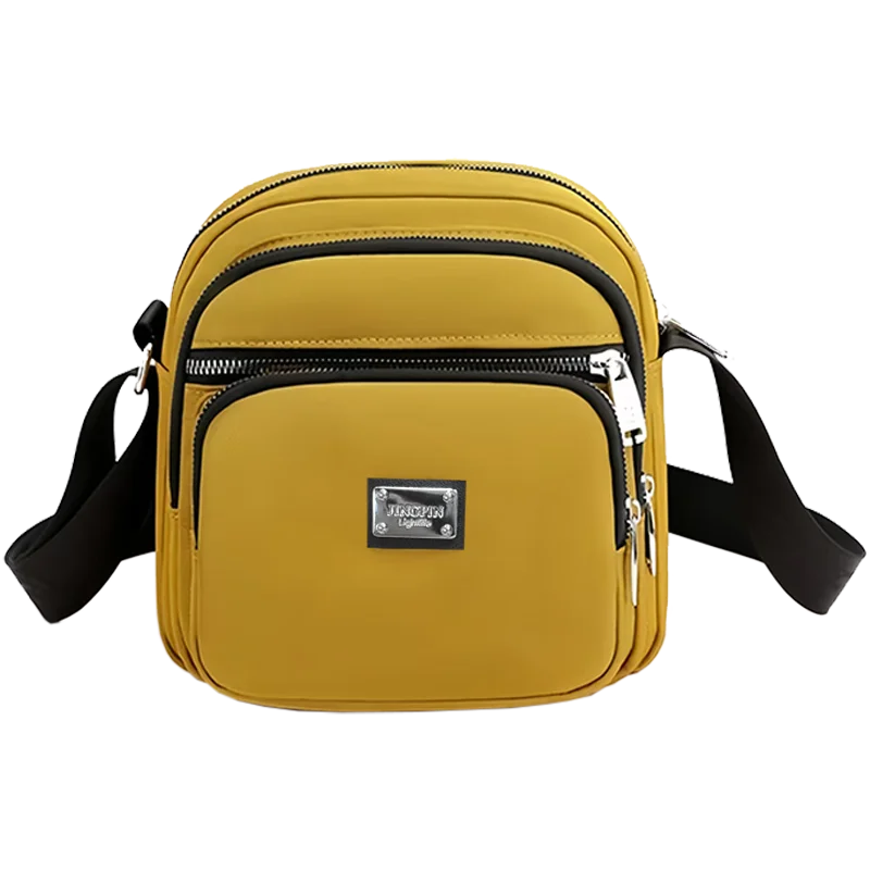 Women's Red Nylon Crossbody Bag Waterproof Multi-Pocket Lightweight Adjustable Strap Casual Daily Use Handbag for Shopping