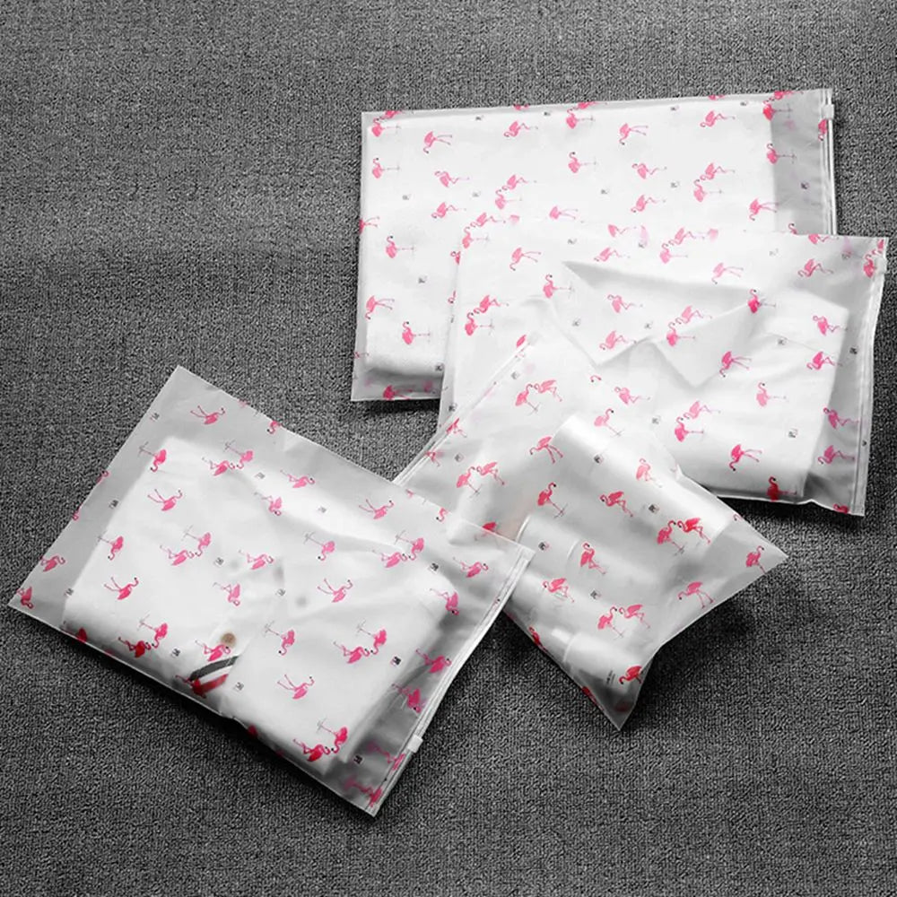1/5pcs Travel Clothes Storage Bags Flamingo EVA Zipper Pouch Translucent Waterproof