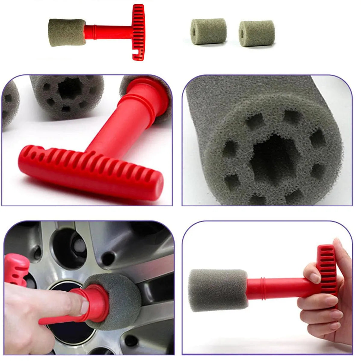 Universal Car Wheel Detailing Brush Removable Insert Lug Wash Nut Sponge Cleaner Tool for Wheels Cleaning Vehicle Truck SUV Van