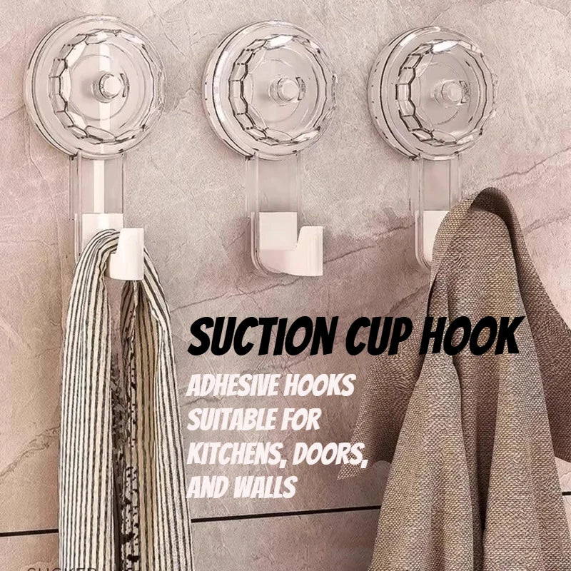 Heavy-duty load-bearing bathroom suction cup hook, no-drill, vacuum, no-trace, adhesive hook for kitchen, door, and wall