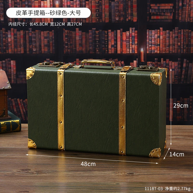 Customized Luxury Vintage Trunk Suitcase Red Travel Leather Luggage Valises Fashion Large Capacity Clothes Storage Prop Box