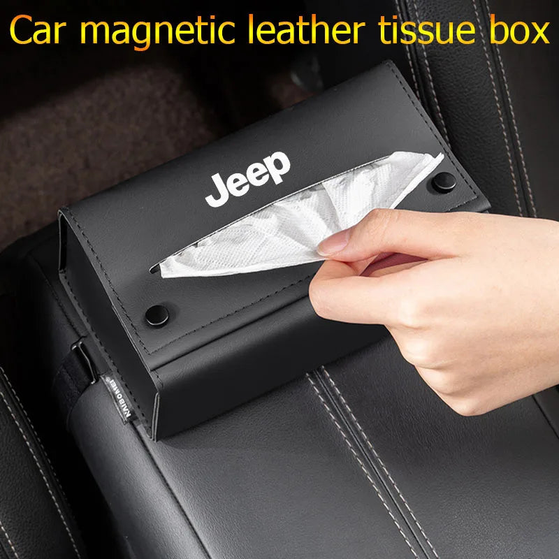 Car central armrest box magnetic tissue box for Jeep Grand Cherokee Wrangler Rubicon Renegade Patriot Compass Commander