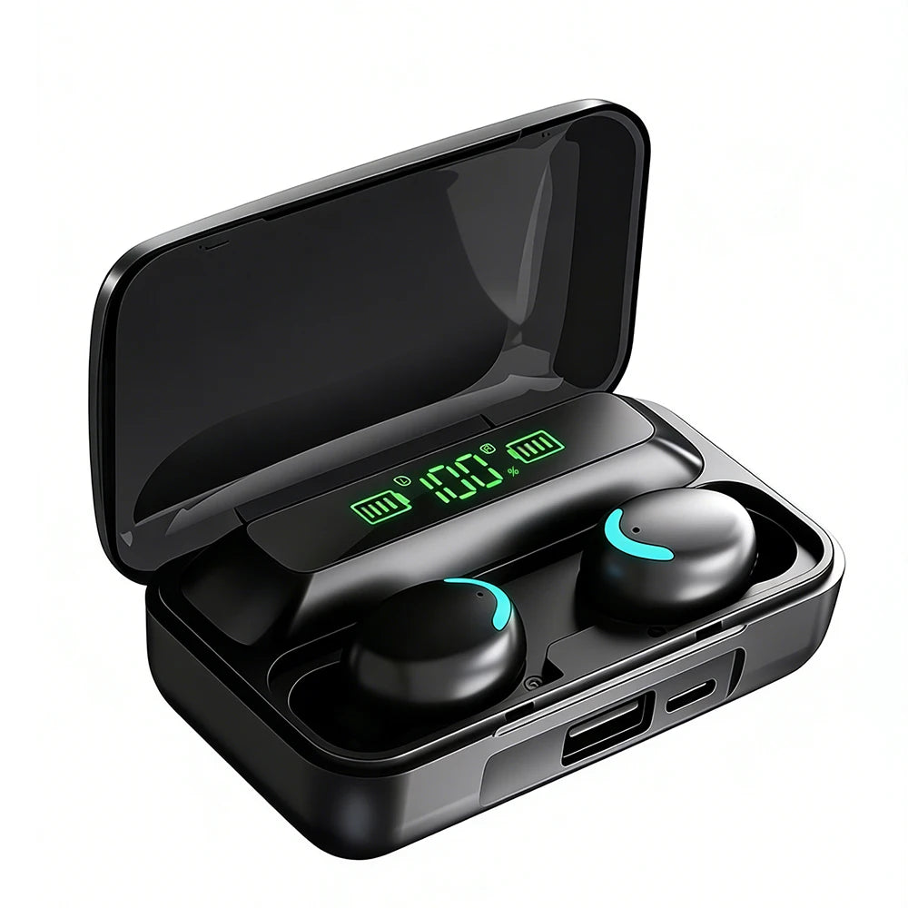 New TWS Bluetooth Earbuds 9D Noise Reduction Wireless Headset 600mAh Power Bank Charger Box LED Digital Display Touch Control