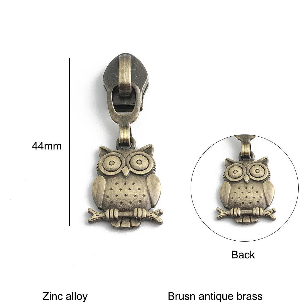 10/40/100PCS Owl/Dragonfly/Bee/Butterfly Shape 5# Nylon Zipper Sliders For Decorative Zipper Tab Bags Pocket Sewing Accessories