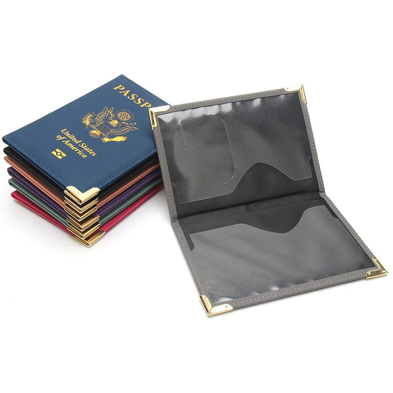 US Passport Cover Soft Leather Travel Document Passport Protection Card Cover Clip for Women Men,Couple Trip