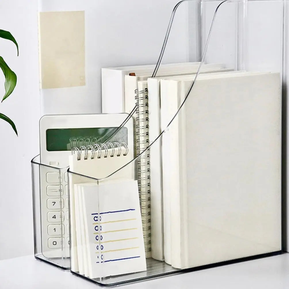 Acrylic A4 Storage Filing Box for Documents Plastic Paper File Organizer Vertical Magazine Rack Desk Folder Desktop Supplies
