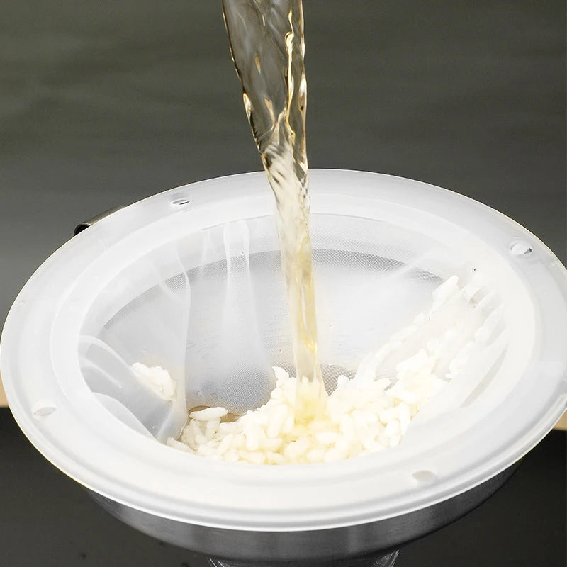 1pc 100/120/200/300/400/450 Mesh Nylon Filter Stainless Steel Funnel For Fruit Milk Traditional Chinese Medicine Oil White Wine