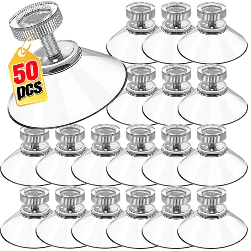 Plastic Suction Cups Hook 25/32/41mm Clear PVC Sucker Pads Strong Adhesive Suction Holder With Screw Nut Home Organizer Hooks
