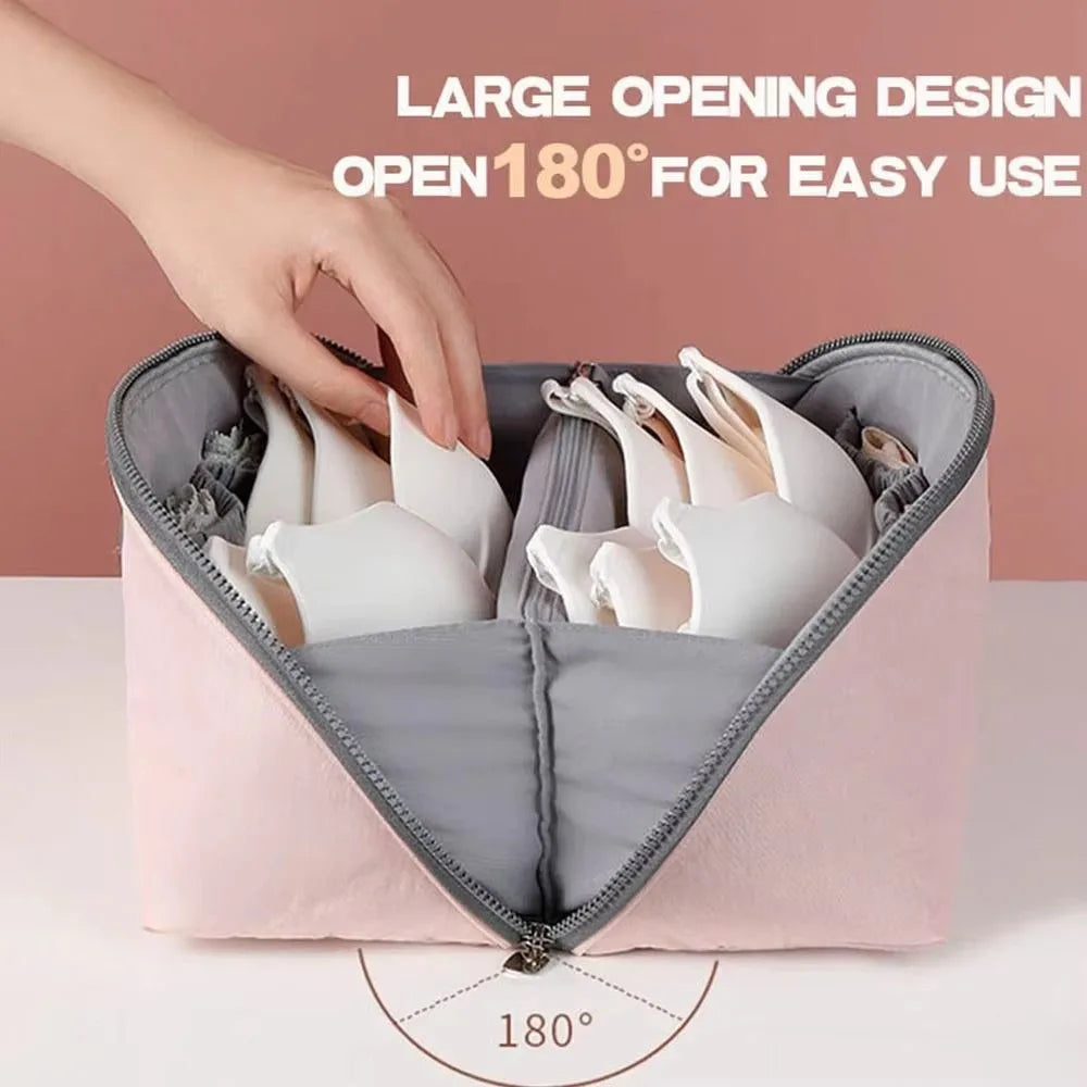 1pc Pink/Grey Underwear Socks Storage Bag Portable Zipper Bras Organizer For Traveling Women's Lingerie Underwear Accessories