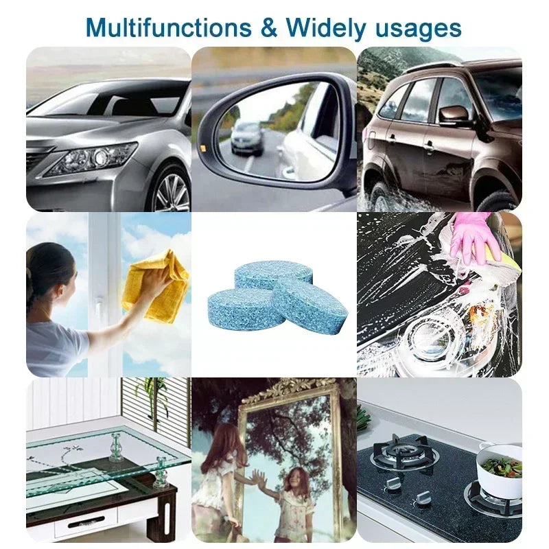 Solid Cleaner Car Windshield Washer Fluid Concentrated Effervescen Tablets for Car Room Kitchen Window Glass Cleaning