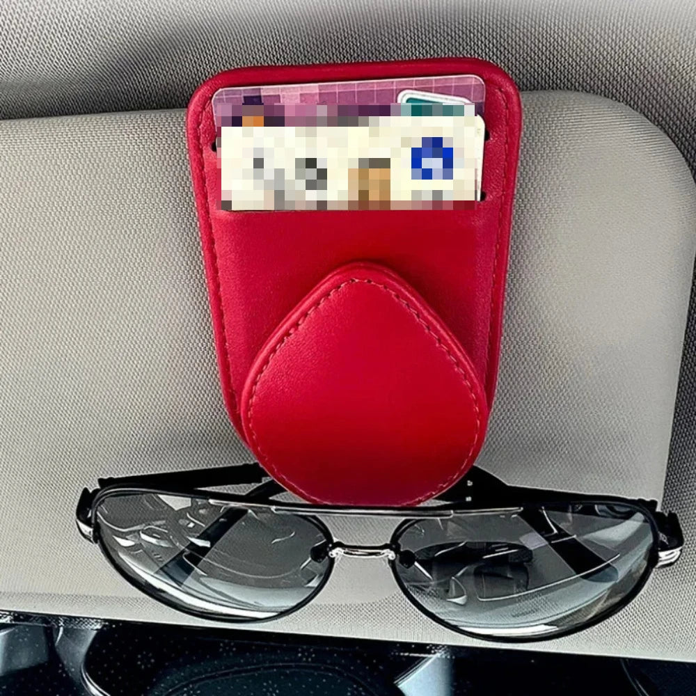 Car Sun Visor Glasses Holder - Multifunctional Sunglasses Clip, Card Ticket Organizer & Pen Case for Women