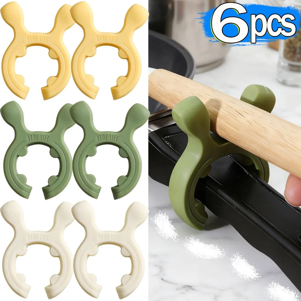 Silicone Deer Ear Spatula Rack Universal Anti-scalding Spoon Holder Heat-resistant Shovel Clip Overflow Pot Clips Kitchen Gadget