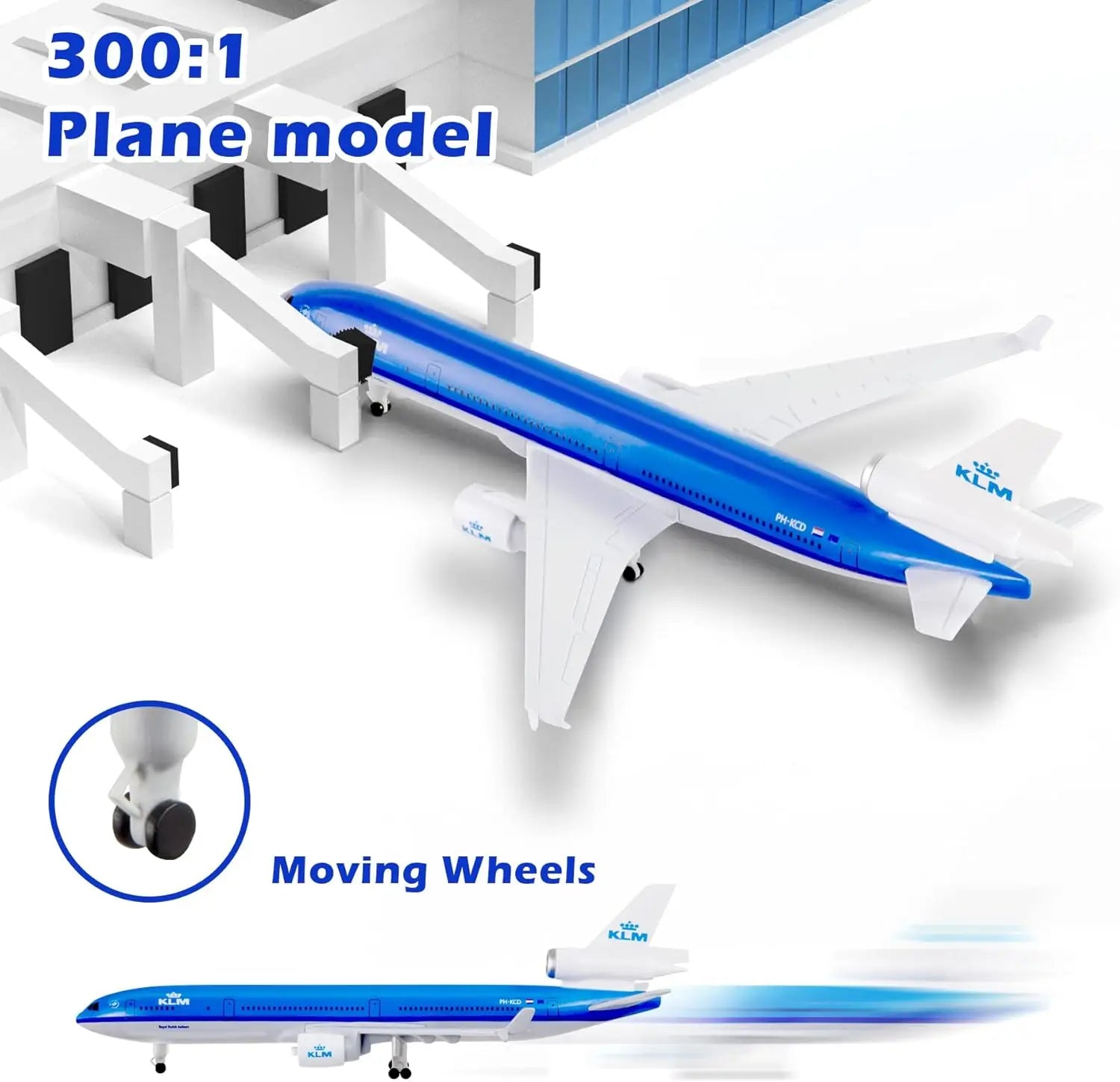 1/300 Scale Airplane Model Klm Md-11 Kit 20cm Alloy Diecast Airplane with Stand for Display Decoration or Boy Collected Gift