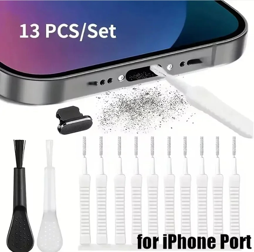 13/10PCS Mobile Phone Speaker Dust Removal Cleaner Tool Kit For iPhone and Type C Earphones Charge Port Dustproof Cleaning Brush