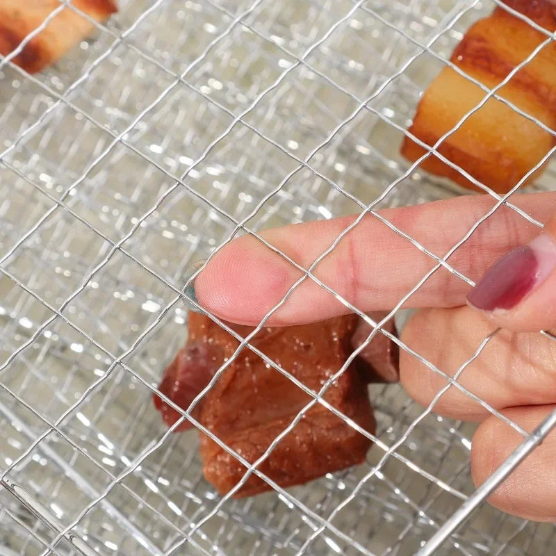 Stainless Steel BBQ Mesh Non Stick Grilling Basket Fish Meat Grill Mesh Mat Holder Vegetable Steak Picnic Party Barbecue Tools