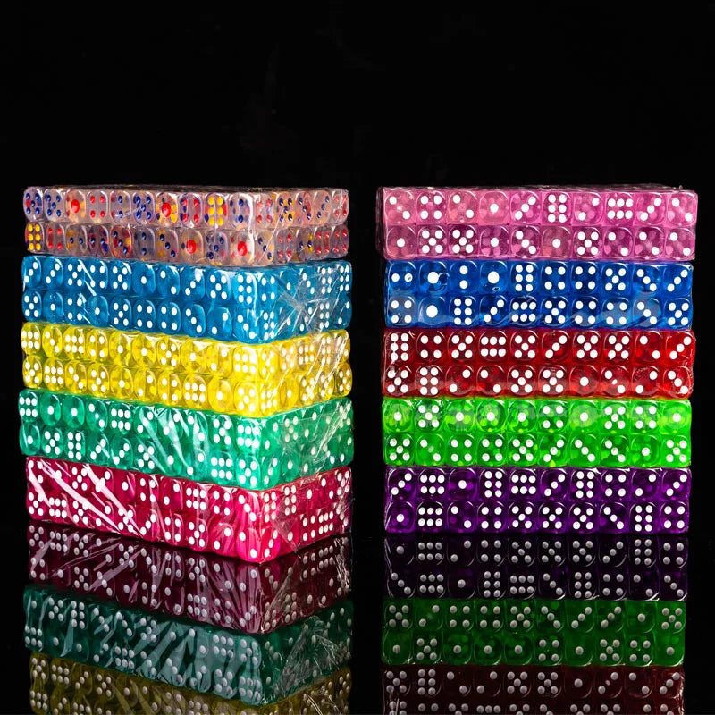 10/20/50pcs Dice 14mm Transparent Colorful 6Sided Acrylic Rounded Edges Dice for Table Board Games Party Entertainment Props TMZ