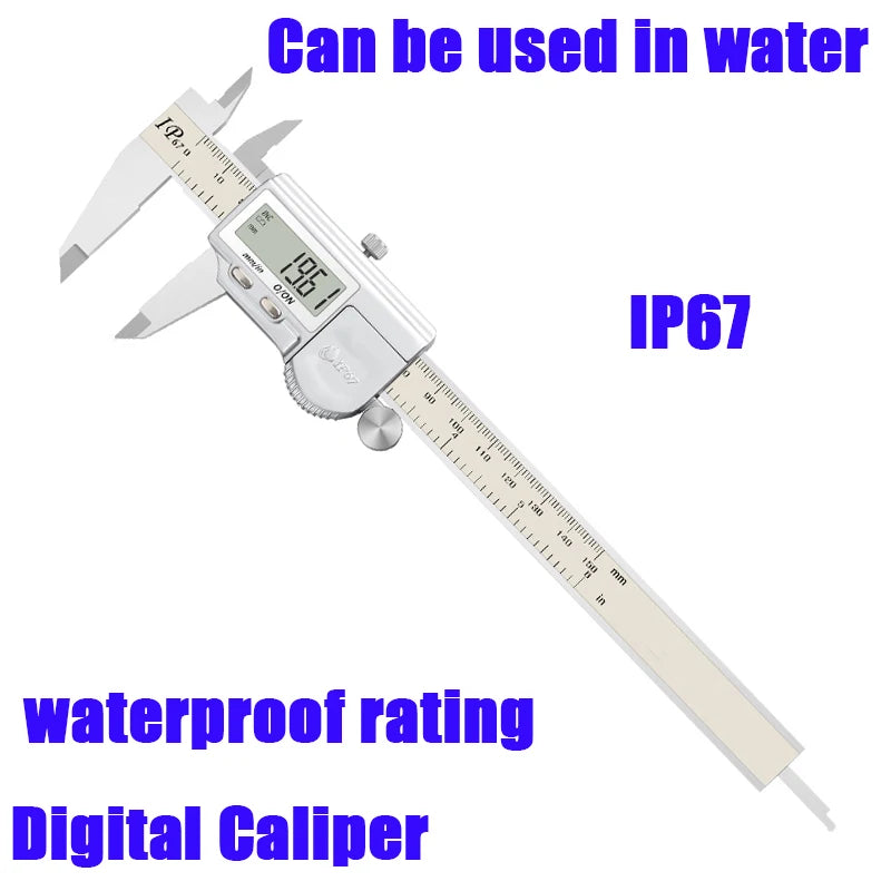 0-150 mm IP67 Waterproof Digital Vernier Caliper Ruler Vernier Caliper Micrometer Digital Calipers 0.01mm Waterproof and anti co