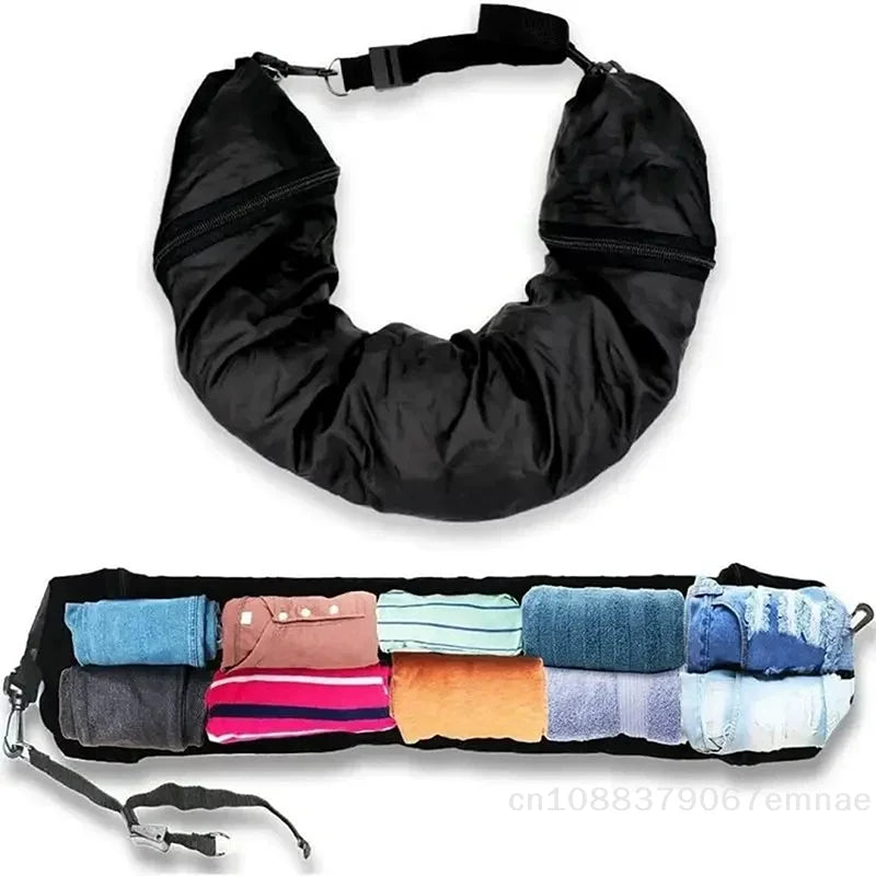 Portable Travel Neck Pillow Self-Filling Stuffable Support Cushion for Car with Refillable Design - On-the-Go Comfort