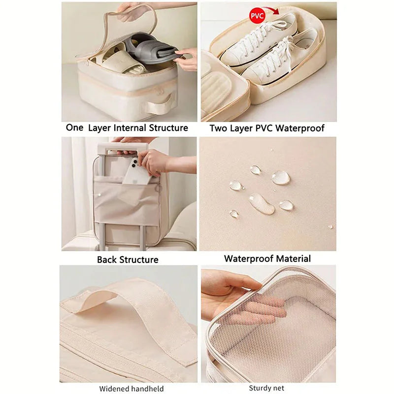 New Travel Shoe Bag Storage Bag Washed Diagonal Breathable Mesh Multiple Pairs of Shoes Portable Shoe Box for Business Trips