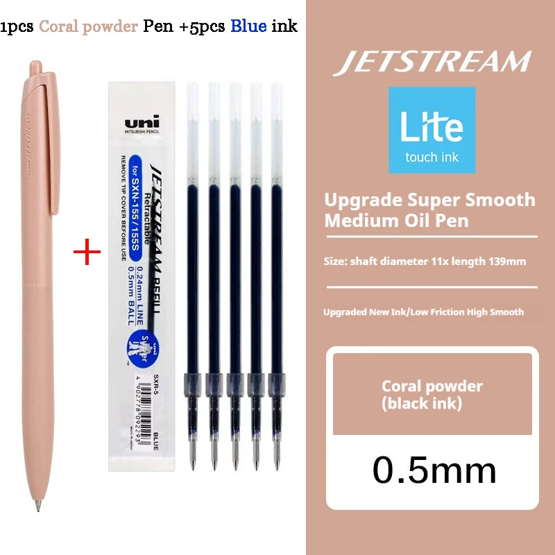 Uni Permanent Ballpoint Pen Jet Stream Anti-slip Cloudy Recycled Eco Shell Friction Super Smooth Ink Oil Pens Portable Supplies